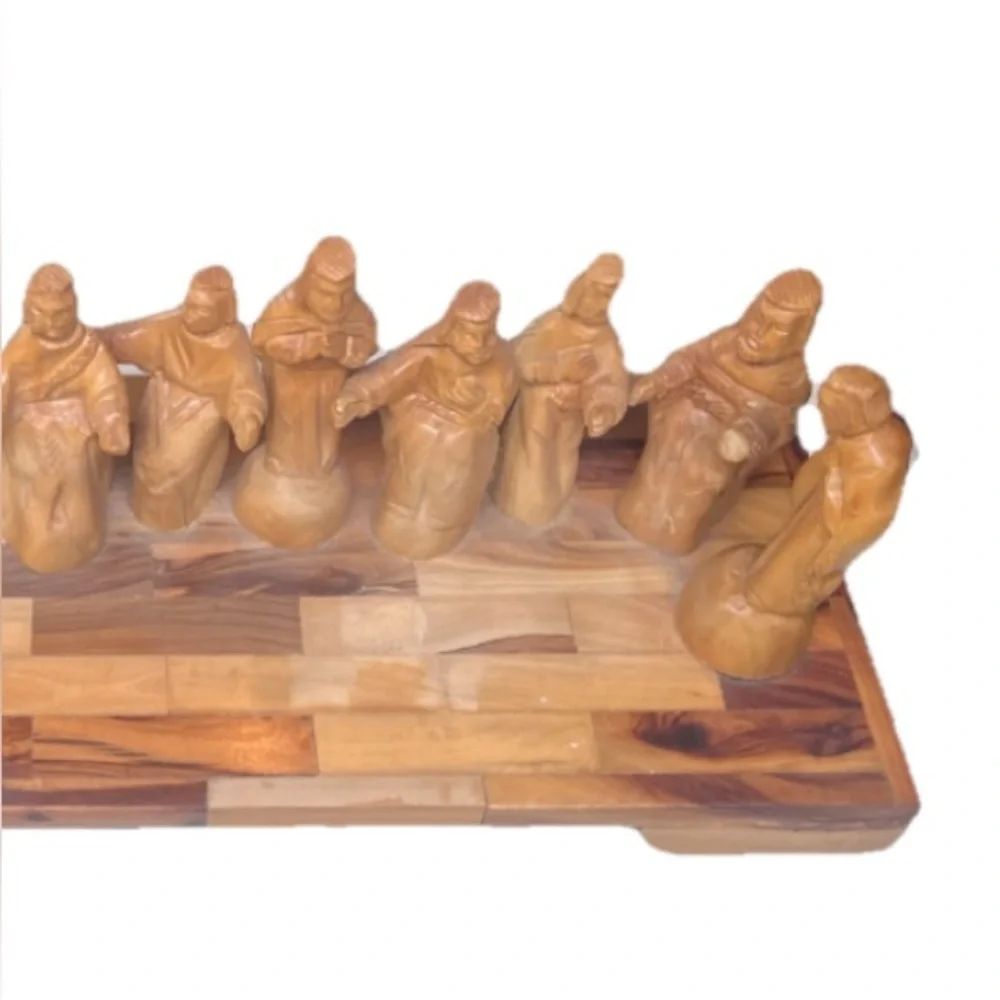 Last supper wooden display plague figurines stationary disciples Jesus